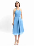 A-line Halter Sleeveless Pleats Short Bridesmaid Dresses