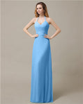 Halter Chiffon A-line Sleeveless Floor-Length Bridesmaid Dresses