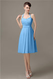 Halter A-line Chiffon Simple Backless Bridesmaid Dresses