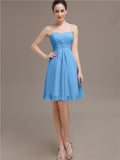 Sweetheart Pleats Chiffon Short Bridesmaid Dresses