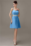 Spaghetti Straps Sweetheart A-line Chiffon Appliques Bridesmaid Dresses