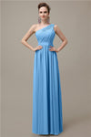 Charming One-shoulder A-line Chiffon Floor-Length Long Bridesmaid Dresses