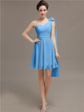 One Shoulder Chiffon Short Bridesmaid Dresses