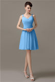 Chiffon Sexy V-neck A-line Knee-Length Bridesmaid Dresses