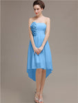 Straight High Low Chiffon Short Bridesmaid Dresses