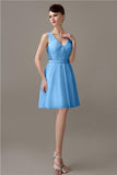 Charming A-line Chiffon V-neck Backless Bridesmaid Dresses