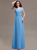 Honest A-line Chiffon Long Bridesmaid Dresses