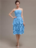 Elegant Strapless Princess A-line Knee-Length Bridesmaid Dresses