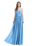 Elegant Spaghetti Straps A-line Chiffion Floor-Length Bridesmaid Dresses