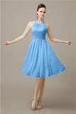 Halter  A-line Knee-Length Chiffon Bridesmaid Dresses