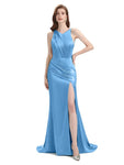 V-neck Sleeveless Split Side Floor-Length Bridesmaid Dresses