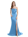 Elegant Strapless Split Side Floor-Length Bridesmaid Dresses