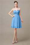 Simple Strapless Chiffon A-line Knee-Length Bridesmaid Dresses