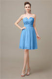 Simple Strapless Chiffon A-line Knee-Length Bridesmaid Dresses