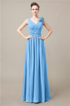 Elegant V-neck Flower A-line Floor-Length Bridesmaid Dresses