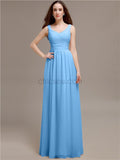 Chiffon Shoulder Strap A-line Floor-Length Bridesmaid Dresses