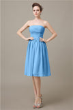 Pretty Strapless Chiffon A-line Knee-Length Bridesmaid Dresses