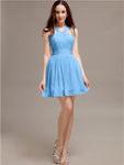 Chiffon A-line Halter Knee-Length Bridesmaid Dresses