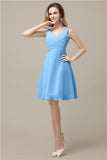 Chiffon A-line V-Neck Knee-Length Short Bridesmaid Dresses