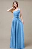 Pretty A-line Chiffon Hatler Floor-Length Bridesmaid Dresses