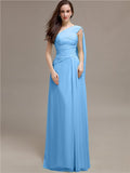 Chiffon A-line One-Shoulder Sleeveless Floor-Length Bridesmaid Dresses