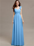 A-line One-Shoulder With Flowers Floor-Length Bridesmaid Dresses