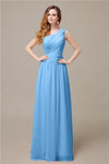 One-Shoulder A-line Chiffon Elegant Floor-Length Bridesmaid Dresses