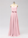 A-line Spaghetti Strap Chiffon Floor Length Bridesmaid Dresses