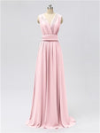 A-line Convertable V Neck Floor Length Jersey Bridesmaid Dresses