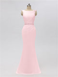 Sleeveless Mermaid Bateau Floor Length Bridesmaid Dresses