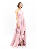 Chiffon Unique One-shoulder High-low Bridesmaid Dresses