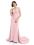 Deep V-neck Halter Mermaid Long Bridesmaid Dresses