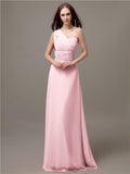 Unique One-shoulder Sleeveless A-line Floor-Length Bridesmaid Dresses