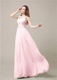 Shoulder Strap A-line Chiffon Elegant Floor-Length Bridesmaid Dresses