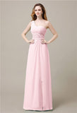 One-Shoulder A-line Sleeveless Floor-Length Bridesmaid Dresses