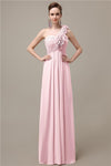 Simple A-line One-Shoulder Floor-Length Chiffon Bridesmaid Dresses