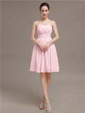 Sweetheart Chiffon A-line Short Bridesmaid Dresses