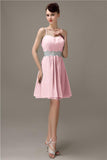 Spaghetti Straps Sweetheart A-line Chiffon Appliques Bridesmaid Dresses