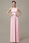 Charming One-shoulder A-line Chiffon Floor-Length Long Bridesmaid Dresses