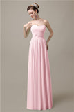 Sweetheart A-line Simple Chiffon Floor-Length Long Bridesmaid Dresses