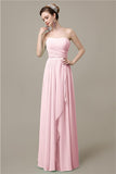 Simple A-line Chiffon Straight Floor-Length Long Bridesmaid Dresses