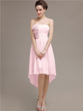 Straight High Low Chiffon Short Bridesmaid Dresses