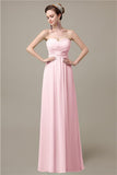 A-line Sweetheart Chiffon Floor-Length Long Bridesmaid Dresses