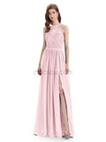 Beautiful Halter Chiffon A-line Sleeveless Floor-Length Bridesmaid Dresses