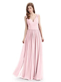 Simple Spaghetti Straps Chiffon A-line Sleeveless Floor-Length Bridesmaid Dresses