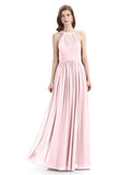 Charming Halter Chiffon A-line Sleeveless Floor-Length Bridesmaid Dresses