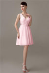 Charming A-line Chiffon V-neck Backless Bridesmaid Dresses