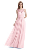 Elegant A-line Chiffon Sleeveless Long Bridesmaid Dresses