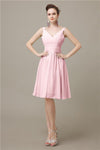 Elegant V-neck  A-line Knee-Length Bridesmaid Dresses