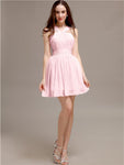 Chiffon A-line Halter Knee-Length Bridesmaid Dresses